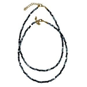 Handmade Round Beaded Choker Necklace Black/Gray/White Boho Beach‎ Gold 15"+3"